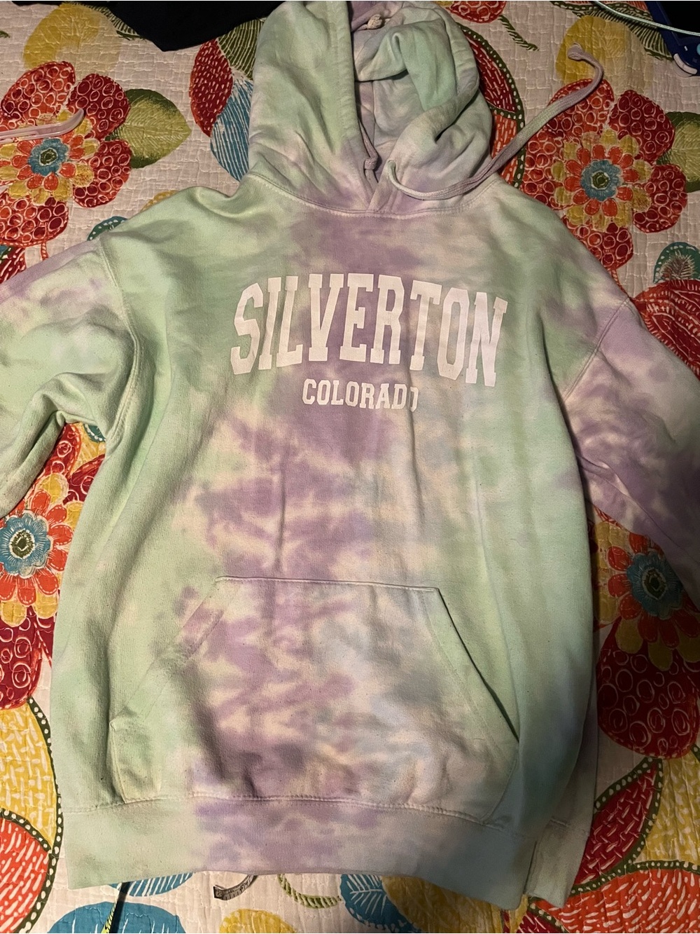 Silver Jeans Tie-Dye Hoodie Sweatshirt - Mint & Lavender